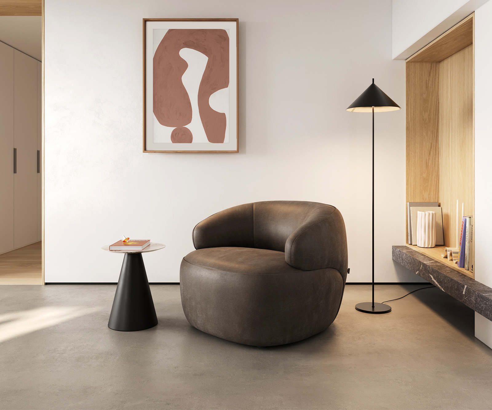 Lounge kreslo Nova 88x88 cm mikrovlákno taupe vintage