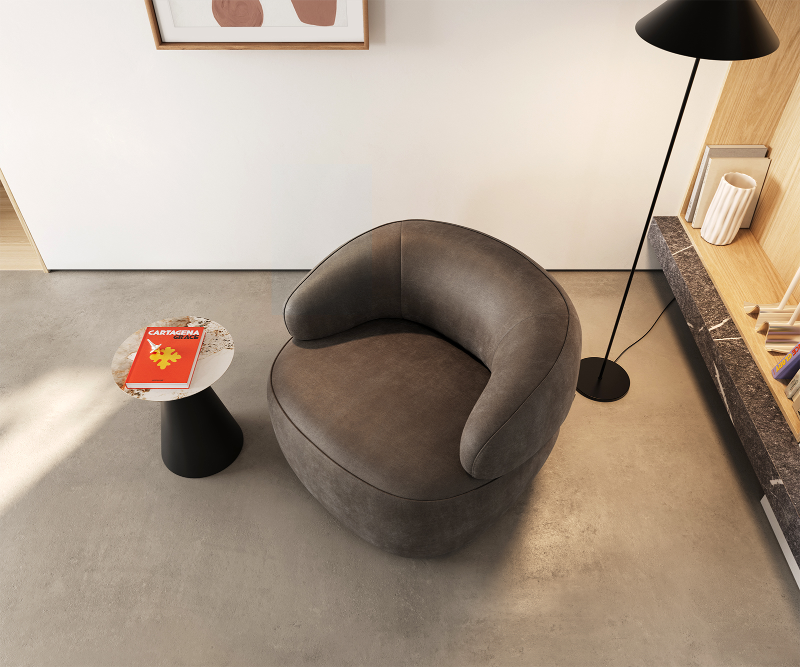 Lounge kreslo Nova 88x88 cm mikrovlákno taupe vintage - Image 5