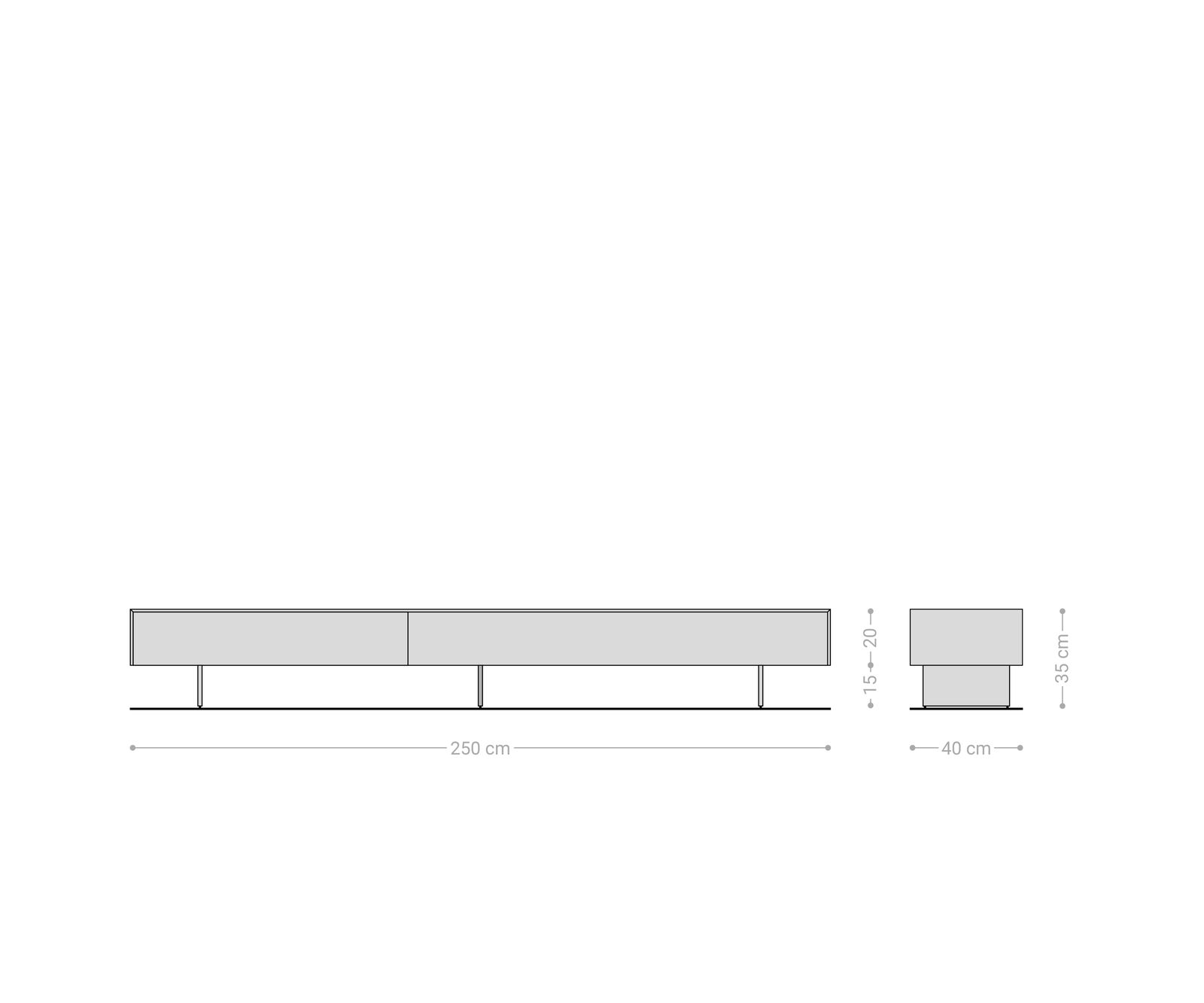 TV stolík Cuor 250 cm keramika Laminam® Travertino Bianco krémovo biela 1 výklopné dvierka 1 zásuvka podstava závesná kov čierna - Image 8