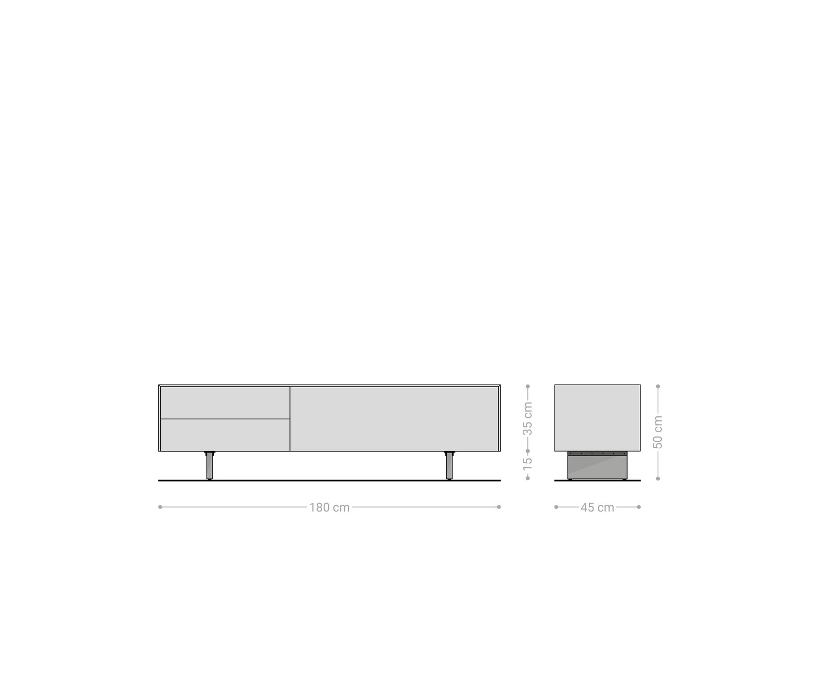 TV stolík Cuor 180 cm keramika Laminam® Travertino Bianco krémovo biela 1 výklopné dvierka 2 zásuvky podstava závesná akrylové sklo - Image 7