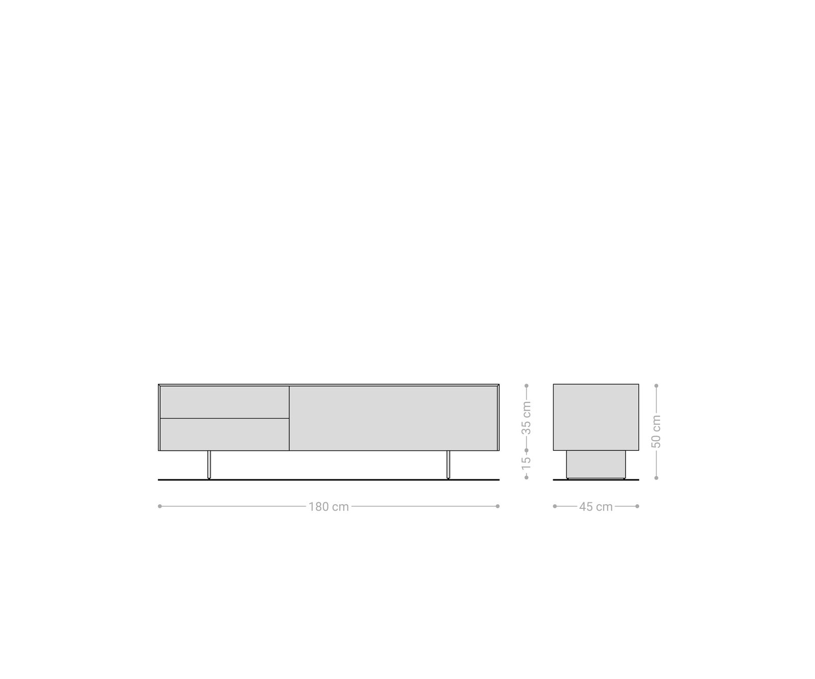 TV stolík Cuor 180 cm keramika Laminam® Travertino Bianco krémovo biela 1 výklopné dvierka 2 zásuvky podstava závesná kov čierna - Image 7