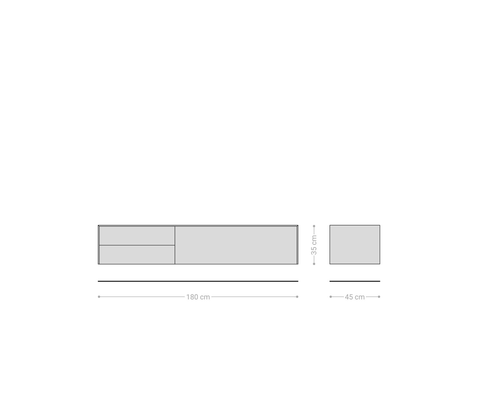 TV stolík Cuor 180 cm keramika Laminam® Travertino Bianco krémovo biela 1 výklopné dvierka 2 zásuvky závesné - Image 7