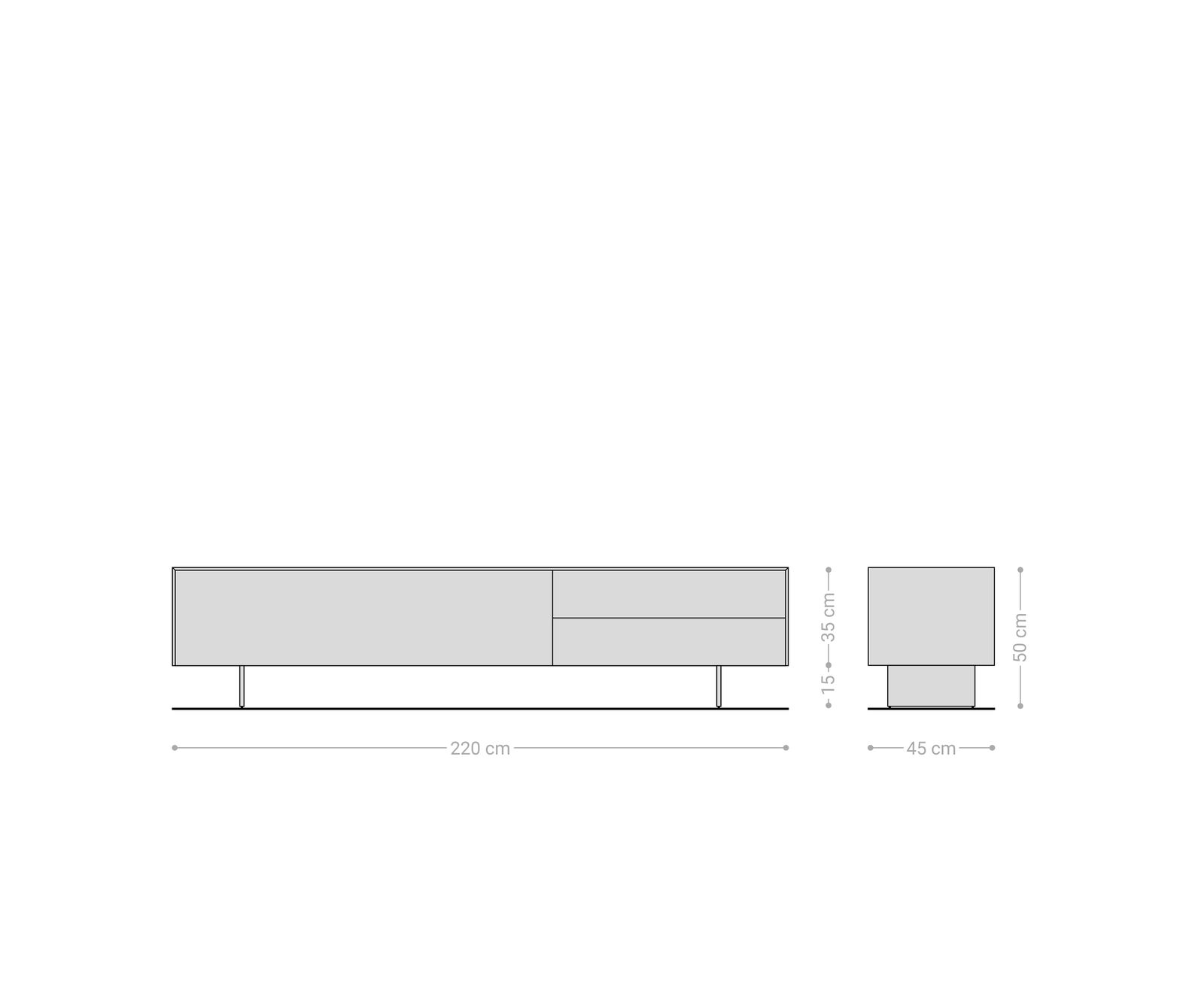 TV stolík Cuor 220 cm keramika Laminam® Travertino Bianco krémovo biela 1 výklopné dvierka 2 zásuvky podstava závesná nerezová oceľ - Image 7