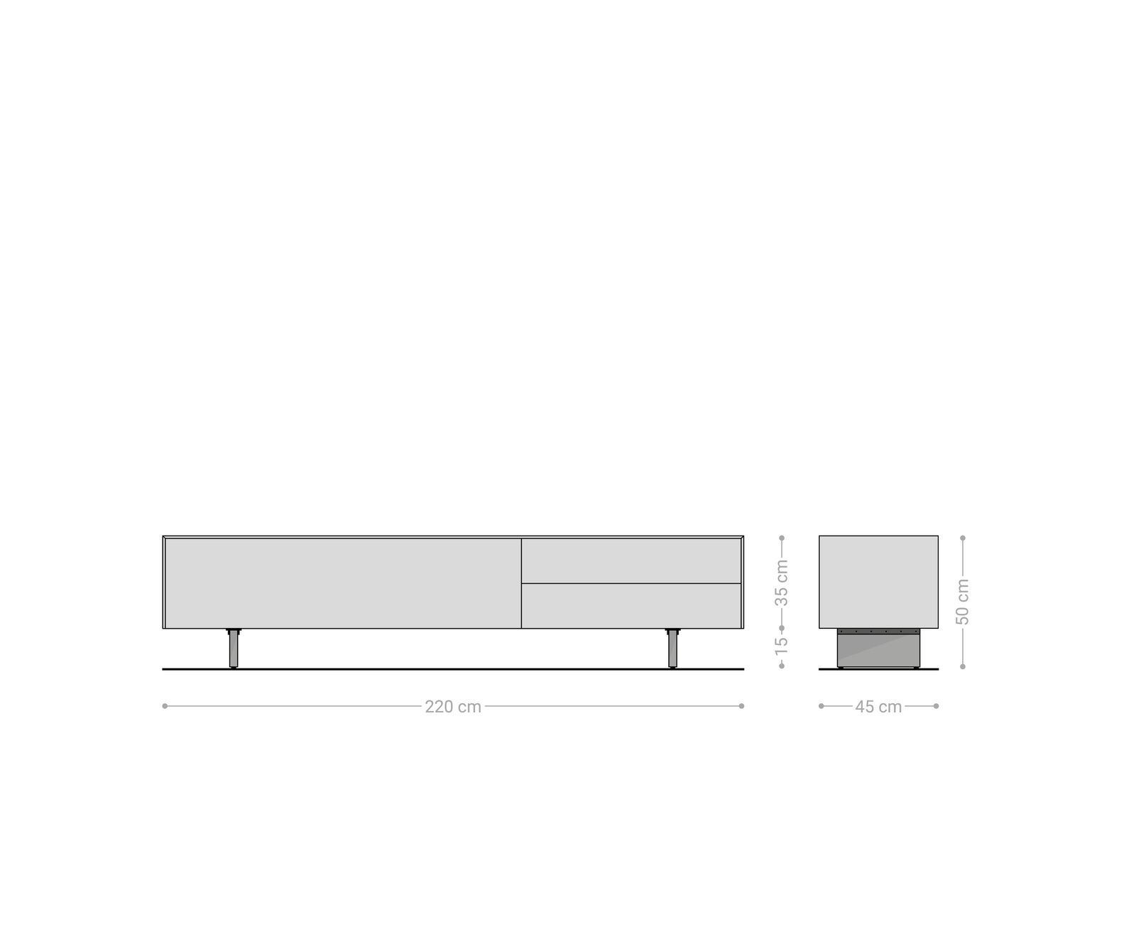 TV stolík Cuor 220 cm keramika Laminam® Sabbia v dubovej farbe 1 výklopné dvierka 2 zásuvky podstava závesná akrylové sklo - Image 8