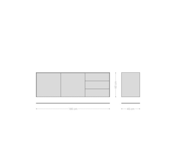 Komoda Cuor 180 cm keramika Laminam® Travertino Bianco krémovo biela 2 dvierka 3 zásuvky závesná - Image 7
