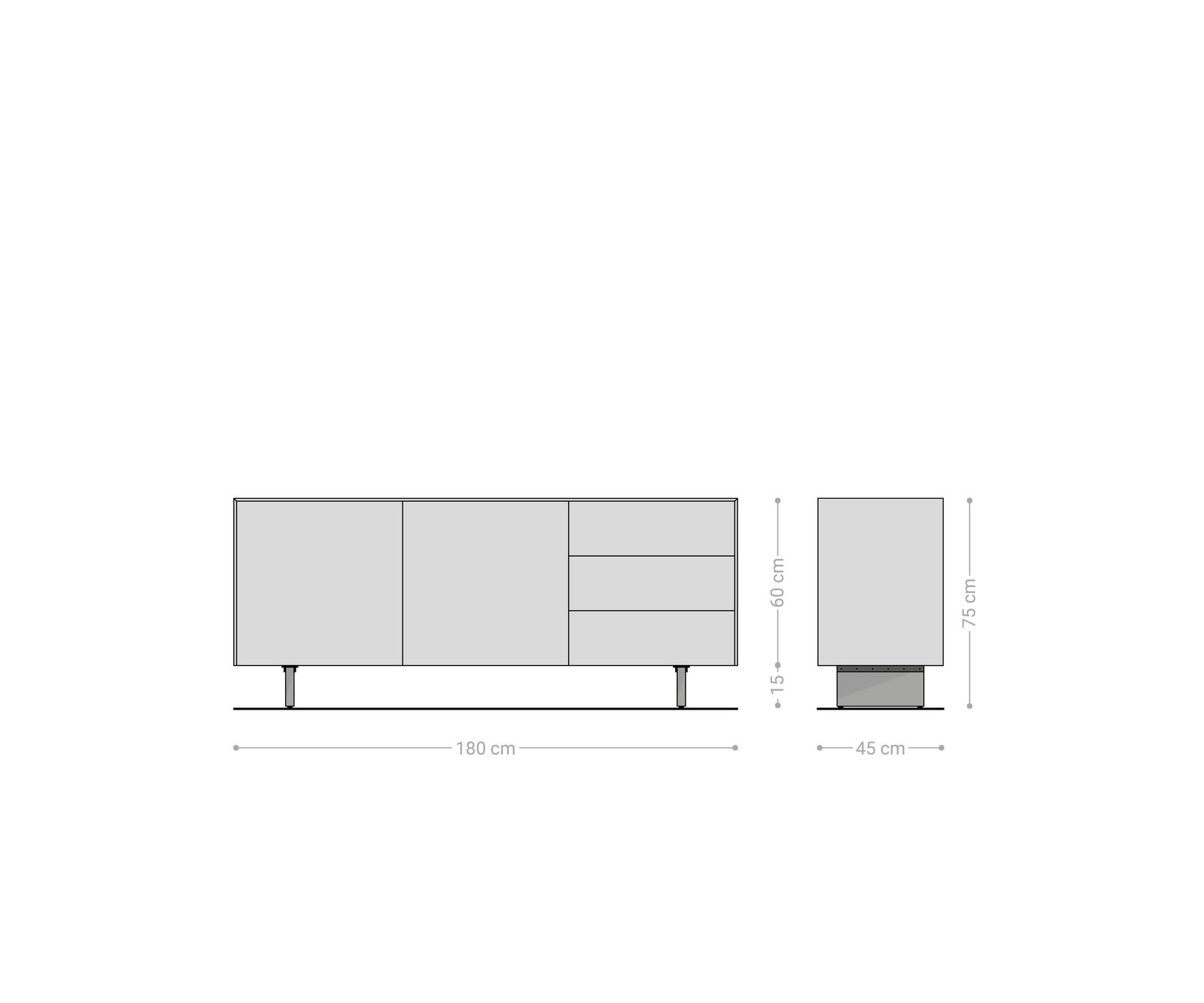 Komoda Cuor 180 cm keramika Laminam® Sabbia dubová farba 2 dvierka 3 zásuvky podstava závesná akrylové sklo - Image 8