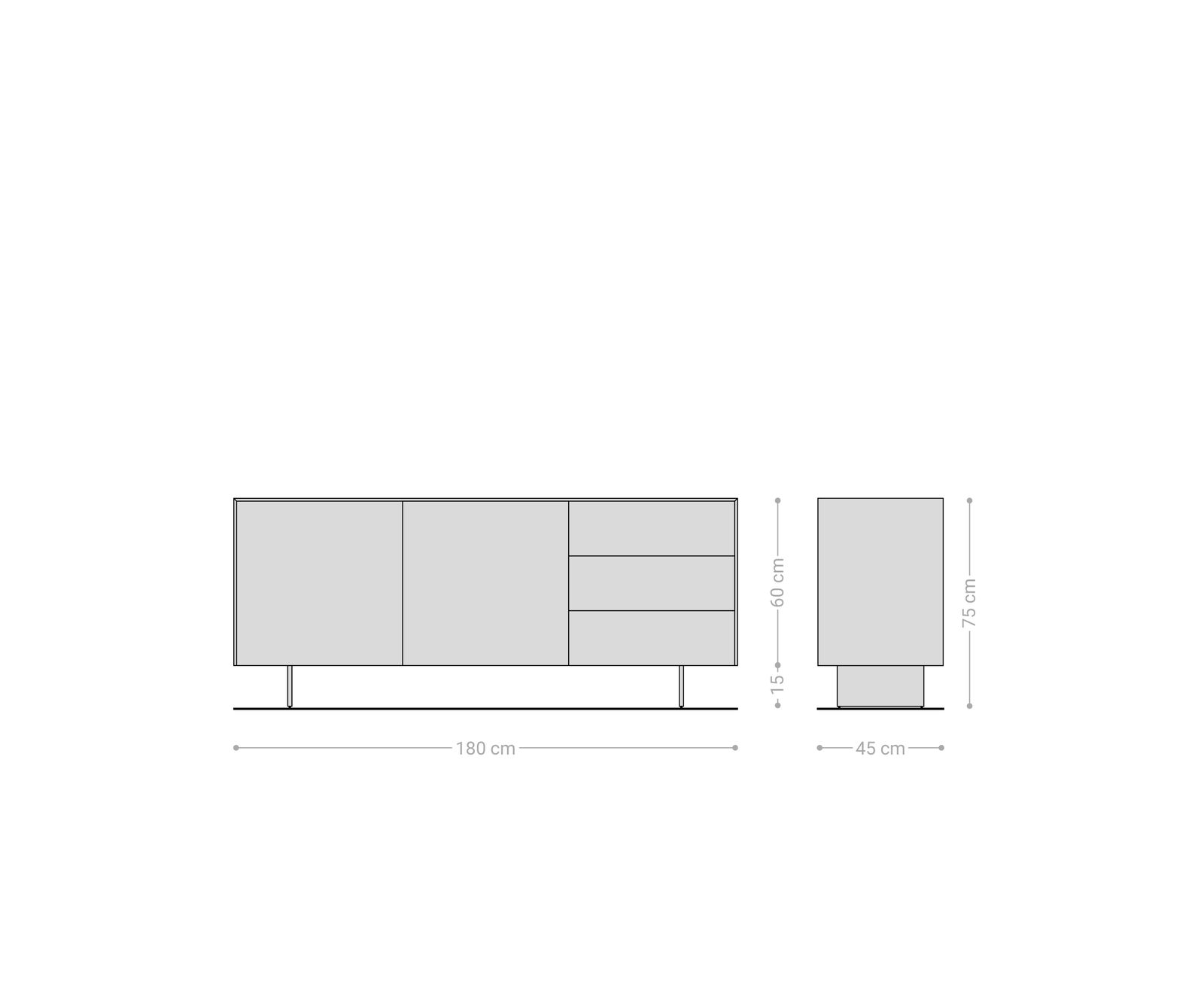 Komoda Cuor 180 cm keramika Minas Melange bielo-béžová 2 dvierka 3 zásuvky podstava závesná kov čierna - Image 7