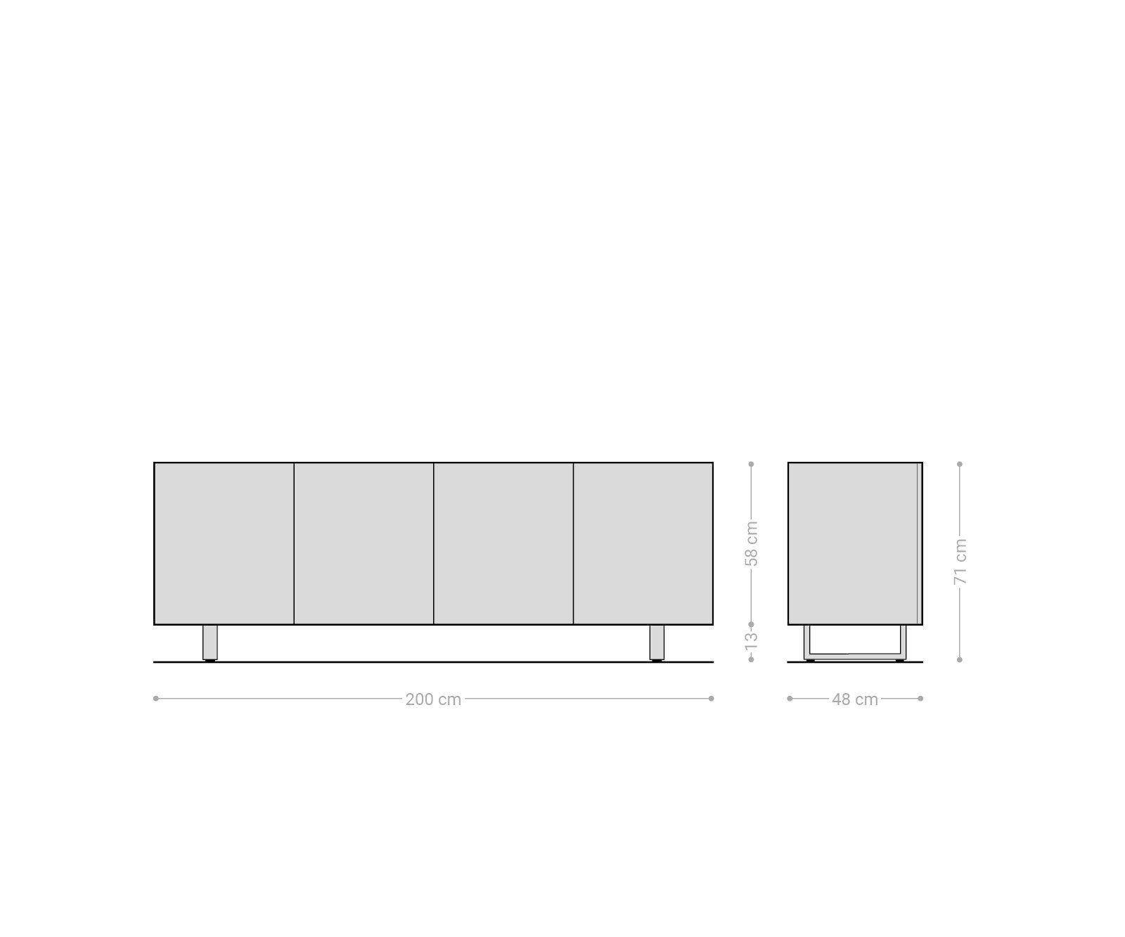 Komoda Ashara 200 cm jaseň tmavohnedá 3D efekt 4 dvierka kovová podstava čierna - Image 7