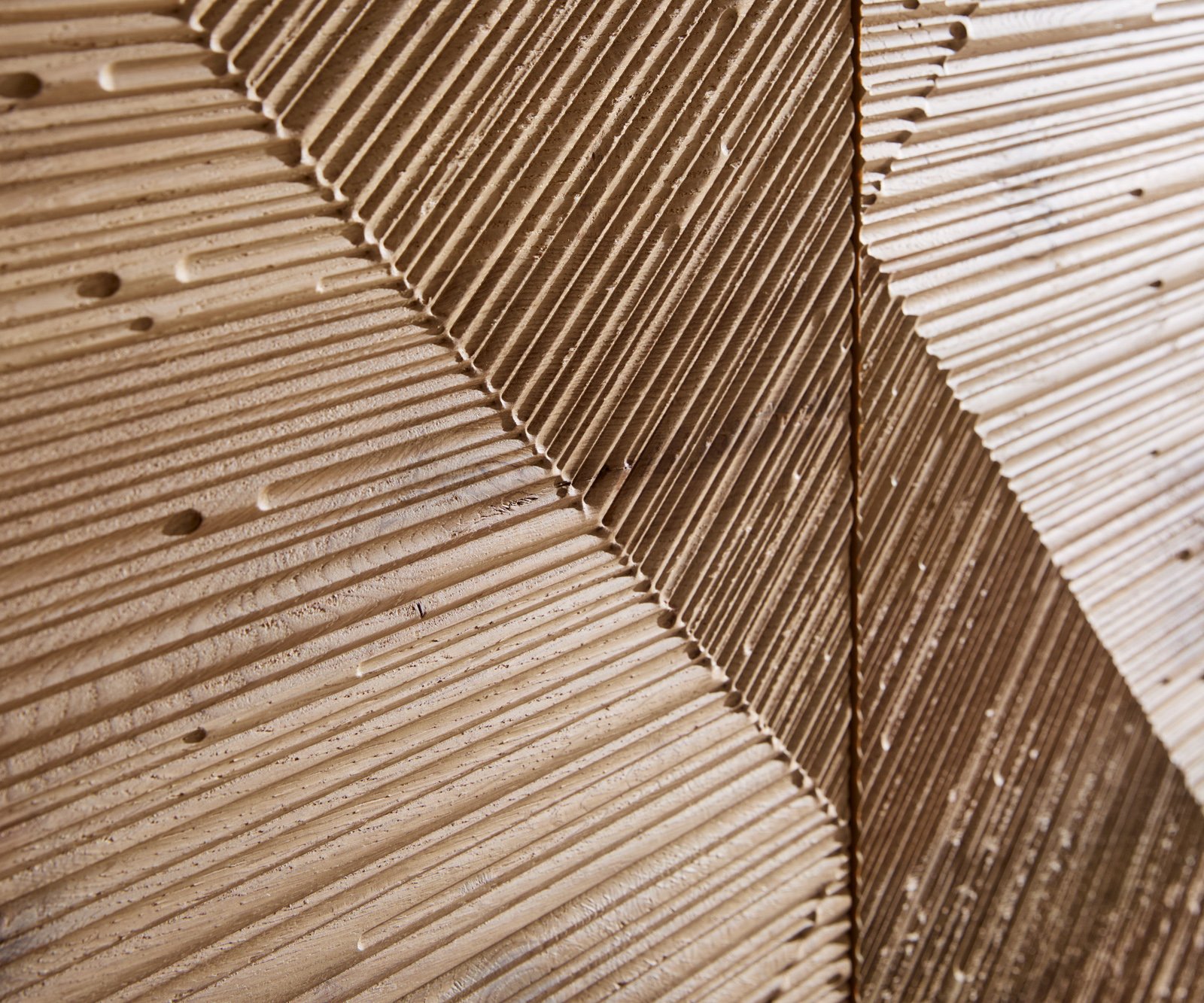 Komoda Tereos 200 cm dub prírodná 3D efekt 4 dvierka podstava v tvare "L" nerezová oceľ kefovaná - Image 6