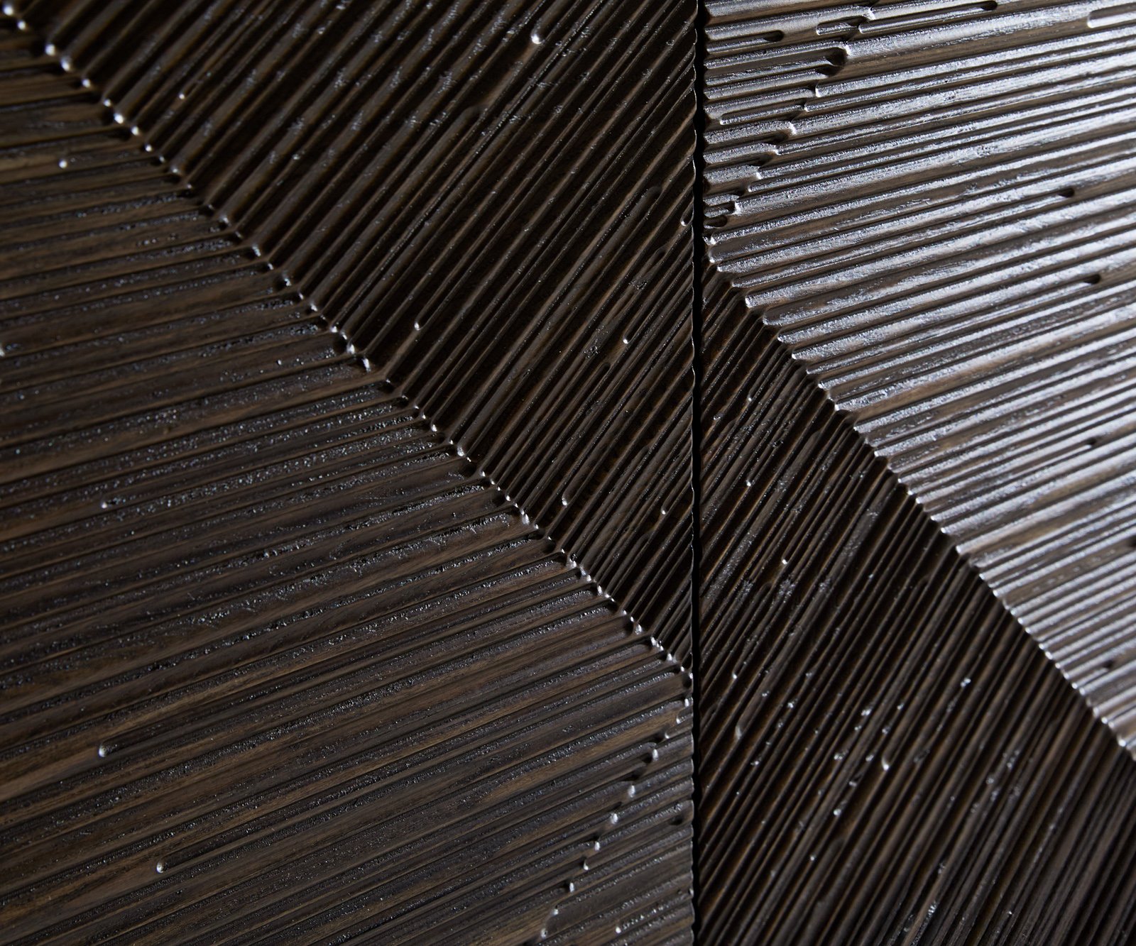 Komoda Tereos 200 cm jaseň tmavohnedá 3D efekt 4 dvierka podstava v tvare L kov čierna - Image 3