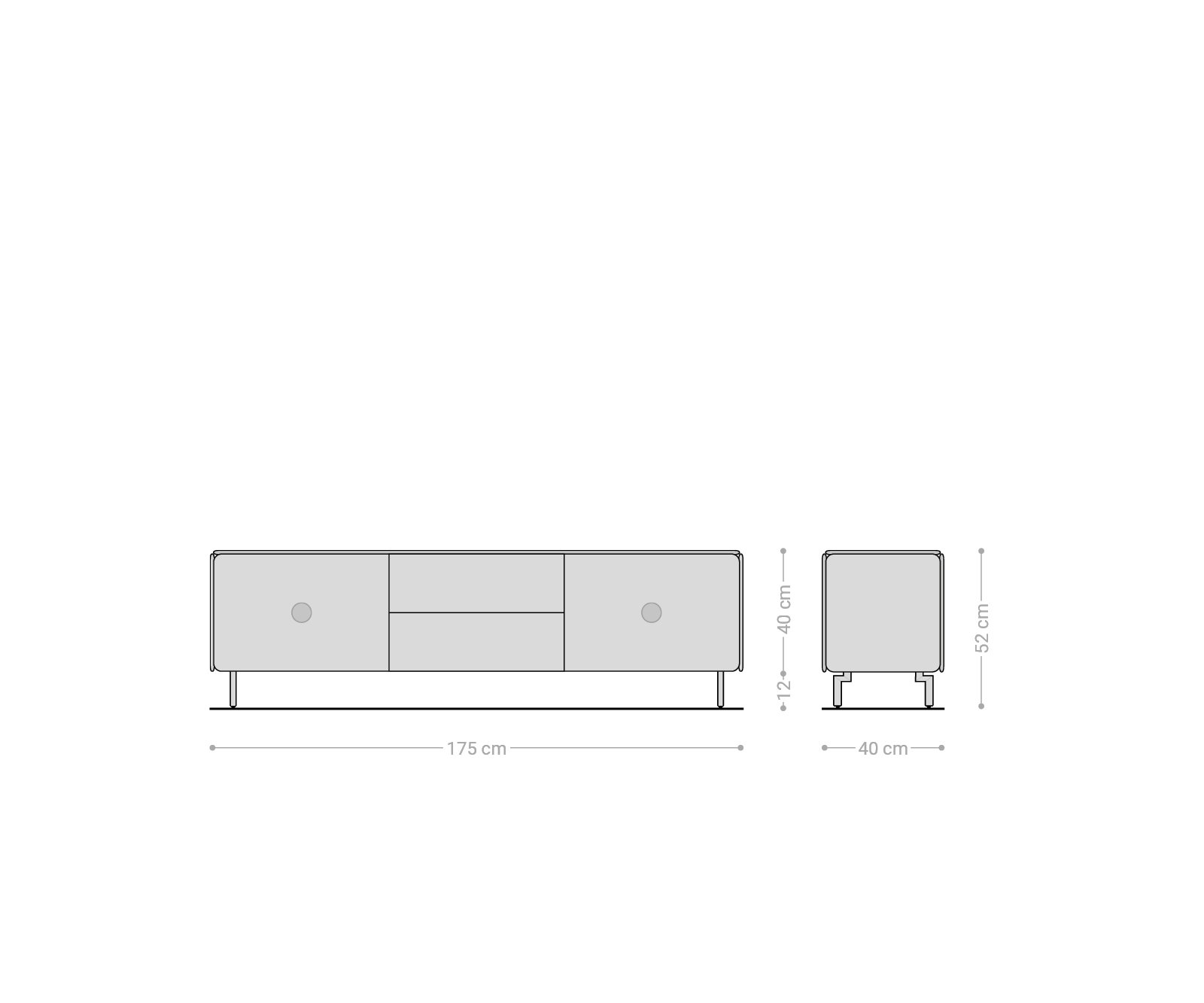 TV stolík Shavani 175 cm akácia prírodná 2 dvierka 2 zásuvky oválna kovová podstava čierna - Image 7
