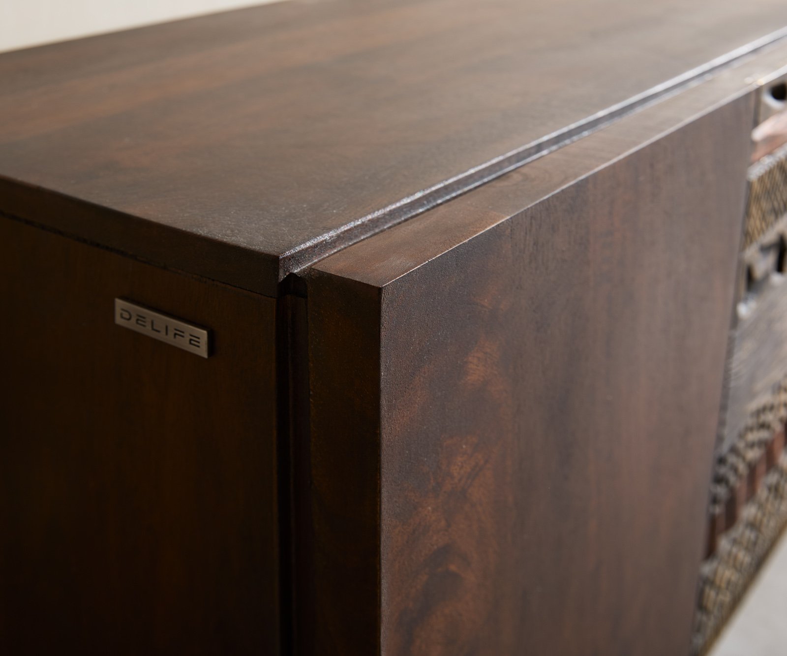 TV stolík Imara 200 cm mango hnedá 4 dvierka závesné - Image 5