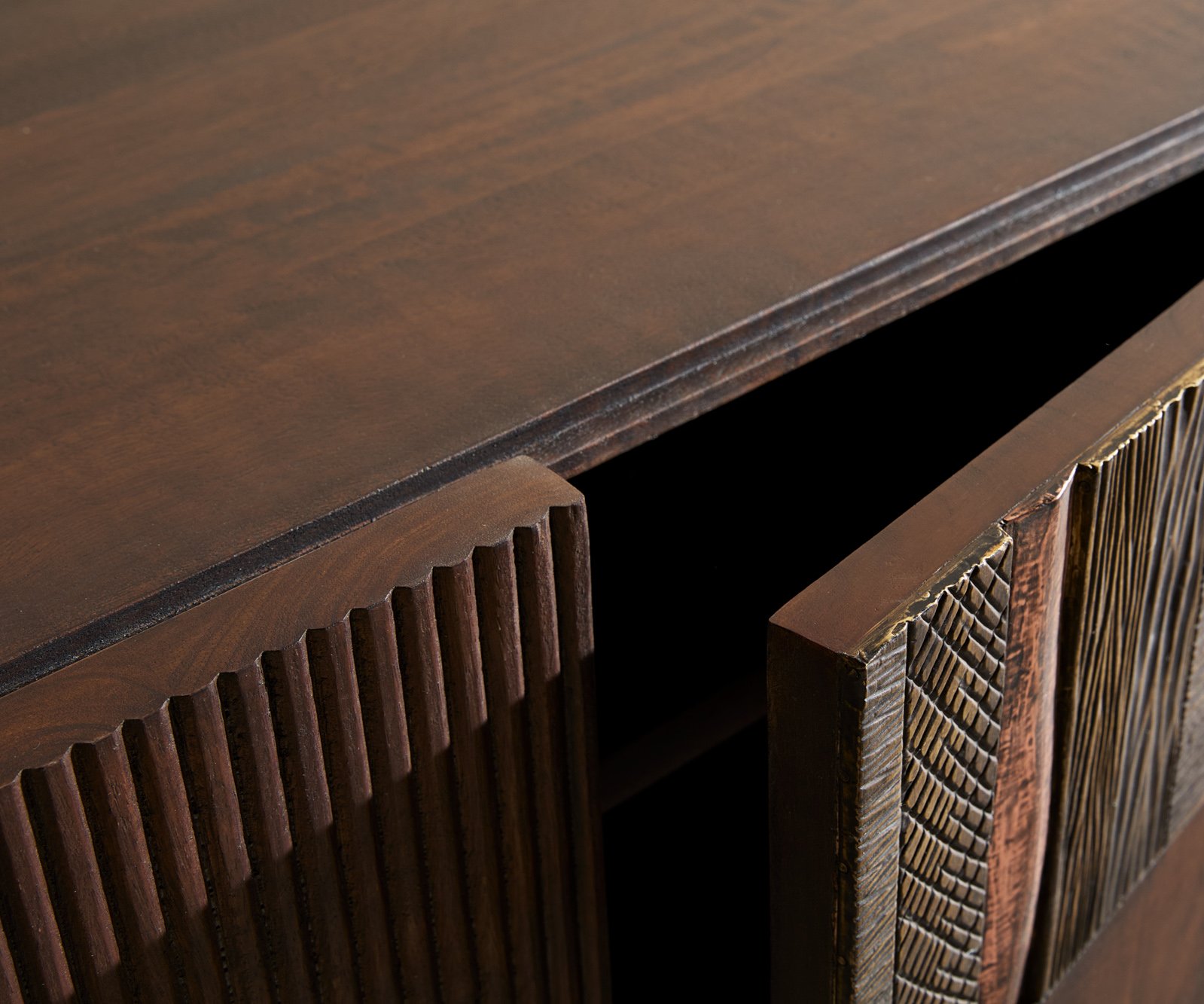 TV stolík Imara 200 cm mango hnedá 4 dvierka závesné - Image 3