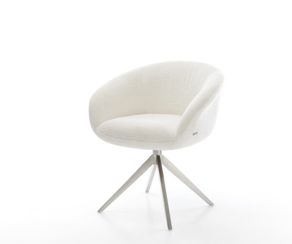 Jedálenská stolička Vinka-Flex s opierkami bouclé mäkký béžová krížová podstava široká nerezová oceľ 360° otočný hojdacia funkcia vrecková pružina