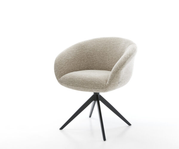 Jedálenská stolička Vinka-Flex s opierkami tkanina mäkká béžová krížová podstava široká čierna otočný o 360° hojdacia funkcia vrecková pružina