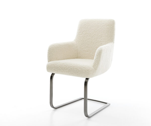 Konzolová jedálenská stolička Heira-Flex s opierkami teddy látka béžová konzolová jedálenská stolička plochý grafit vrecková pružina