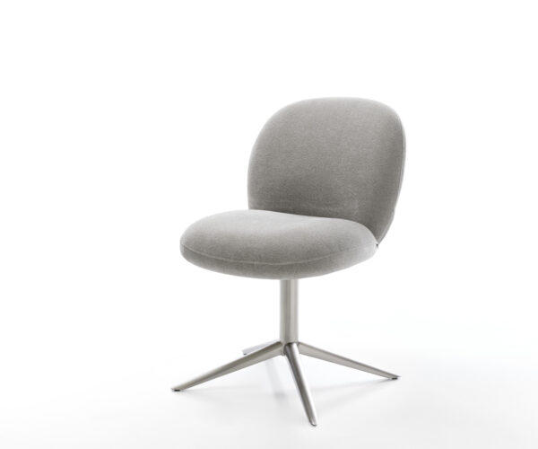 Jedálenská stolička Nube-Flex texturovaná látka mäkký sivá krížová podstava nerezová oceľ 360° otočný hojdacia funkcia vrecková pružina