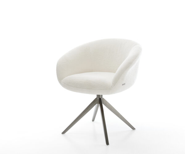 Jedálenská stolička Vinka-Flex s opierkami bouclé mäkký béžová krížová podstava široká grafitová 360° otočná hojdacia funkcia vrecková pružina