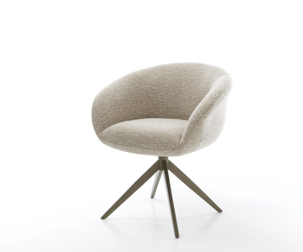 Jedálenská stolička Vinka-Flex s opierkami tkanina mäkká béžová krížová podstava široká titánová farba 360° otočný hojdacia funkcia vrecková pružina