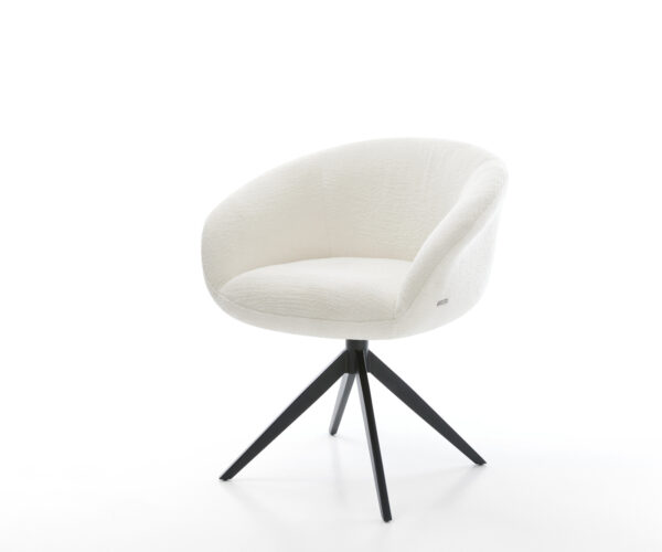 Jedálenská stolička Vinka-Flex s opierkami bouclé mäkký béžová krížová podstava široká čierna otočný 360° hojdacia funkcia vrecková pružina