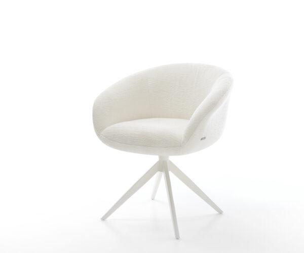 Jedálenská stolička Vinka-Flex s opierkami bouclé mäkký béžová krížová podstava široká biela 360° otočný hojdacia funkcia vrecková pružina