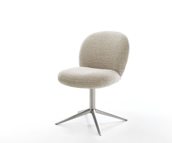 Jedálenská stolička Nube-Flex tkanina mäkký béžová krížová podstava nerezová oceľ 360° otočný hojdacia funkcia vrecková pružina