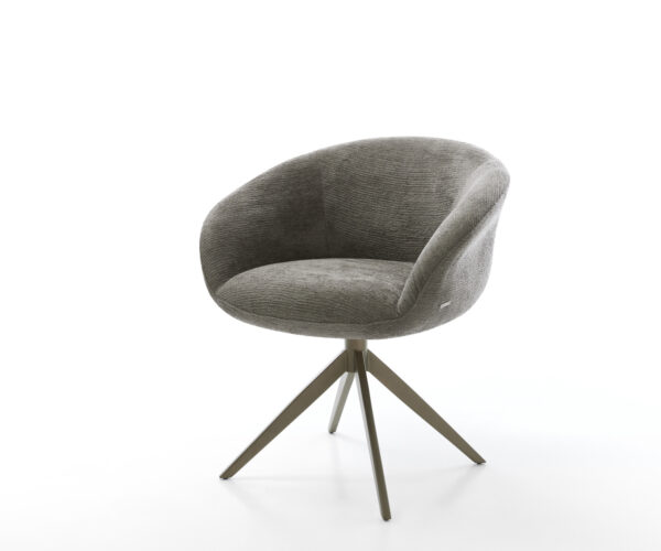 Jedálenská stolička Vinka-Flex s opierkami bouclé mäkký tmavobéžová krížová podstava široká titánová farba 360° otočný hojdacia funkcia vrecková pružina