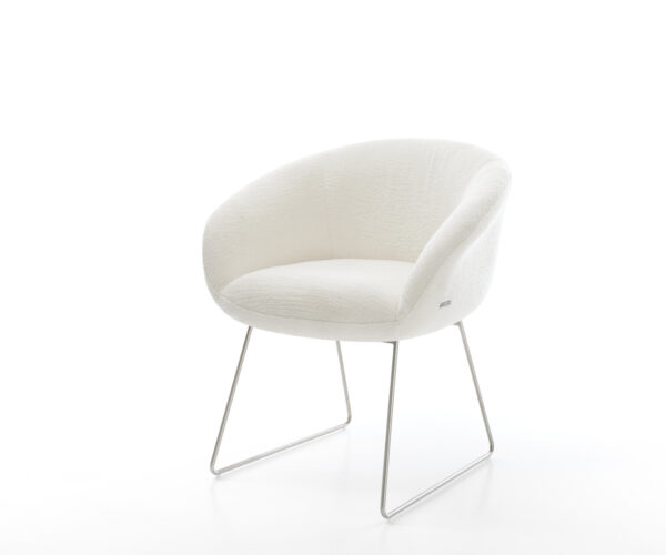 Jedálenská stolička Vinka-Flex s opierkami bouclé mäkký béžová tenká podstava nerezová oceľ vrecková pružina