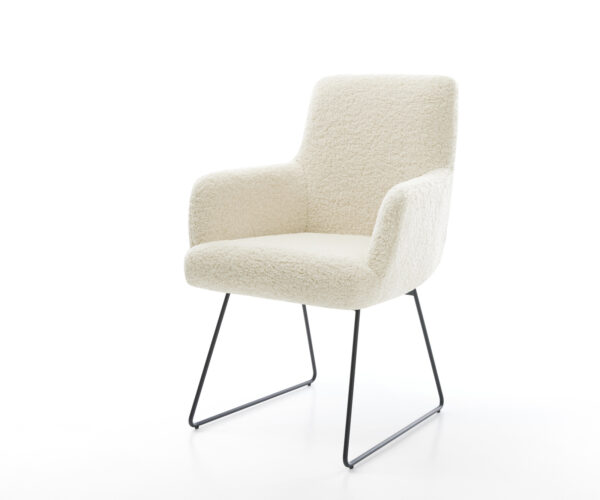 Jedálenská stolička Heira-Flex s opierkami teddy látka béžová tenká podstava čierna vrecková pružina