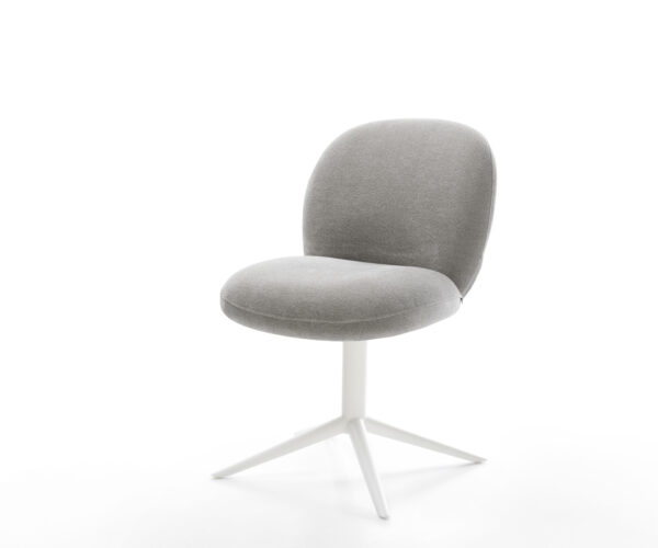 Jedálenská stolička Nube-Flex texturovaná látka mäkký sivá krížová podstava biela 360° otočný hojdacia funkcia vrecková pružina