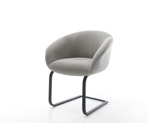 Jedálenská stolička Vinka-Flex s opierkami texturovaná látka mäkký sivá jedálenská stolička plochá čierna vrecková pružina