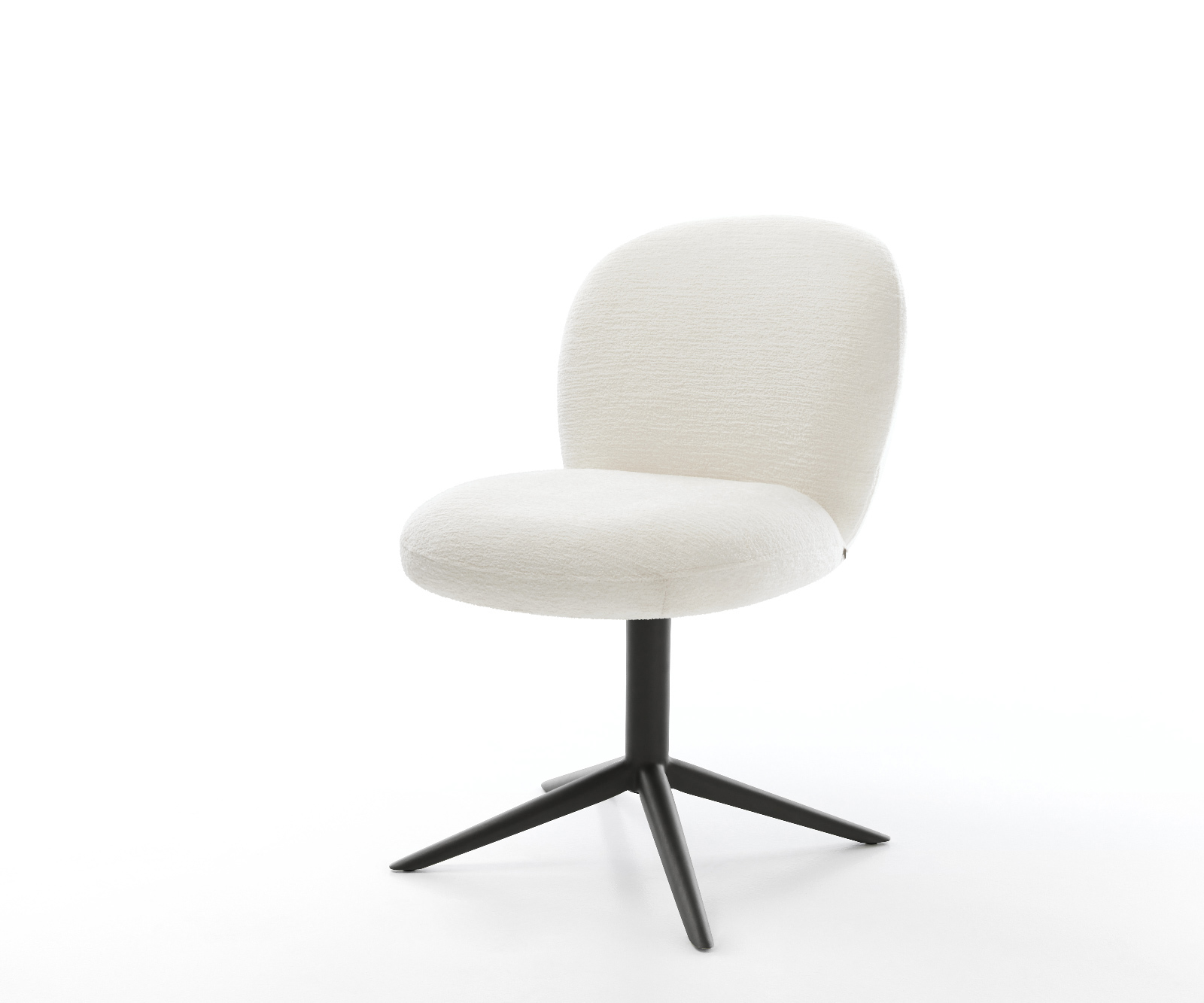 Jedálenská stolička Nube-Flex bouclé mäkký béžová čierna krížová podstava 360° otočný hojdacia funkcia vrecková pružina