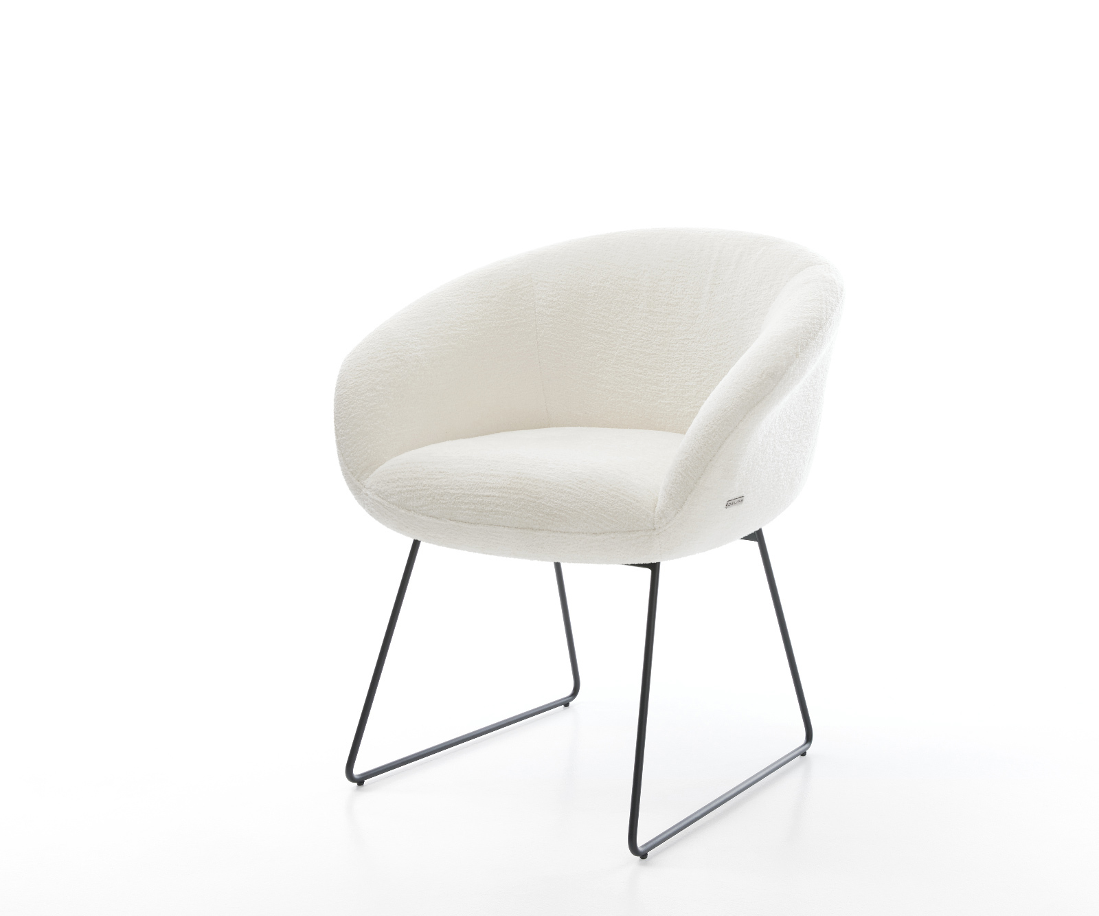 Jedálenská stolička Vinka-Flex s opierkami bouclé mäkký béžová tenká podstava čierna vrecková pružina