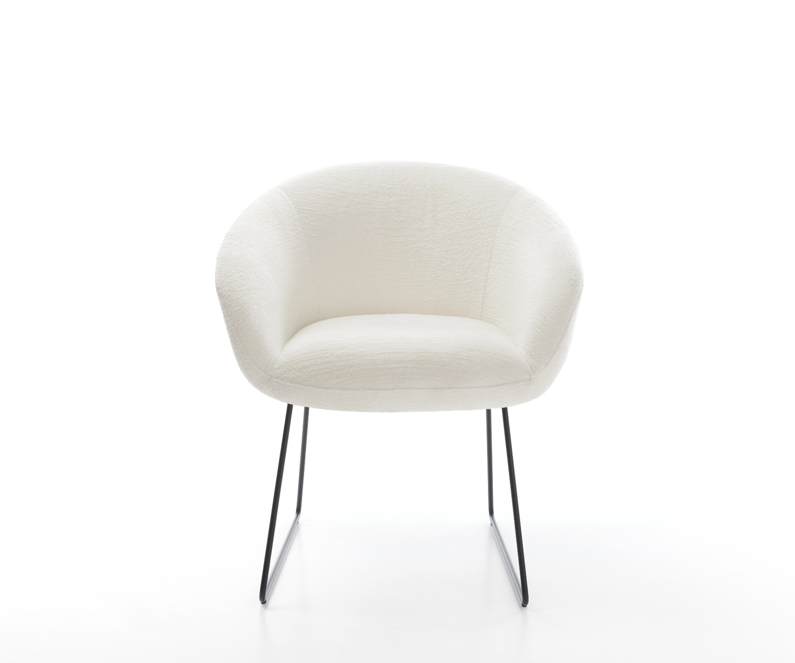 Jedálenská stolička Vinka-Flex s opierkami bouclé mäkký béžová tenká podstava čierna vrecková pružina - Image 2