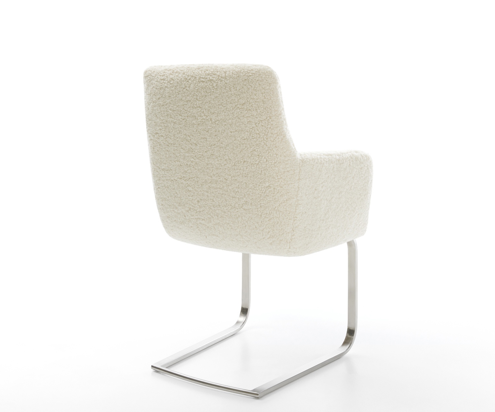 Konzolová jedálenská stolička Heira-Flex s opierkami teddy látka béžová plochý konzolová podstava nerezová oceľ vrecková pružina - Image 5