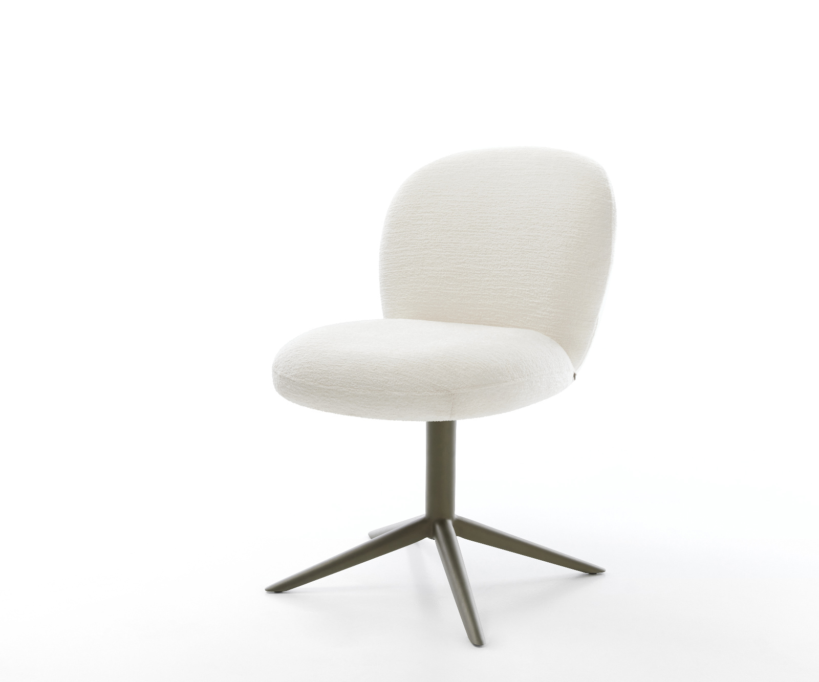 Jedálenská stolička Nube-Flex bouclé mäkký béžová podstava titánová farba 360° otočný hojdacia funkcia vrecková pružina