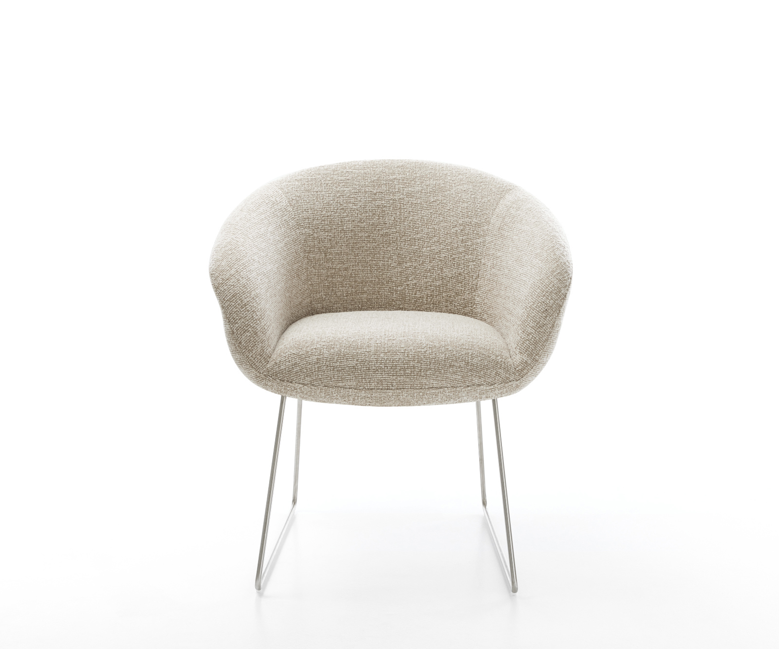 Jedálenská stolička Vinka-Flex s opierkami tkanina mäkký béžová tenká podstava nerezová oceľ vrecková pružina - Image 2