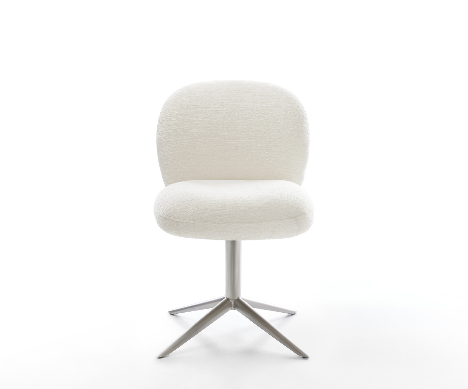 Jedálenská stolička Nube-Flex bouclé mäkký béžová krížová podstava nerezová oceľ 360° otočný hojdacia funkcia vrecková pružina - Image 2