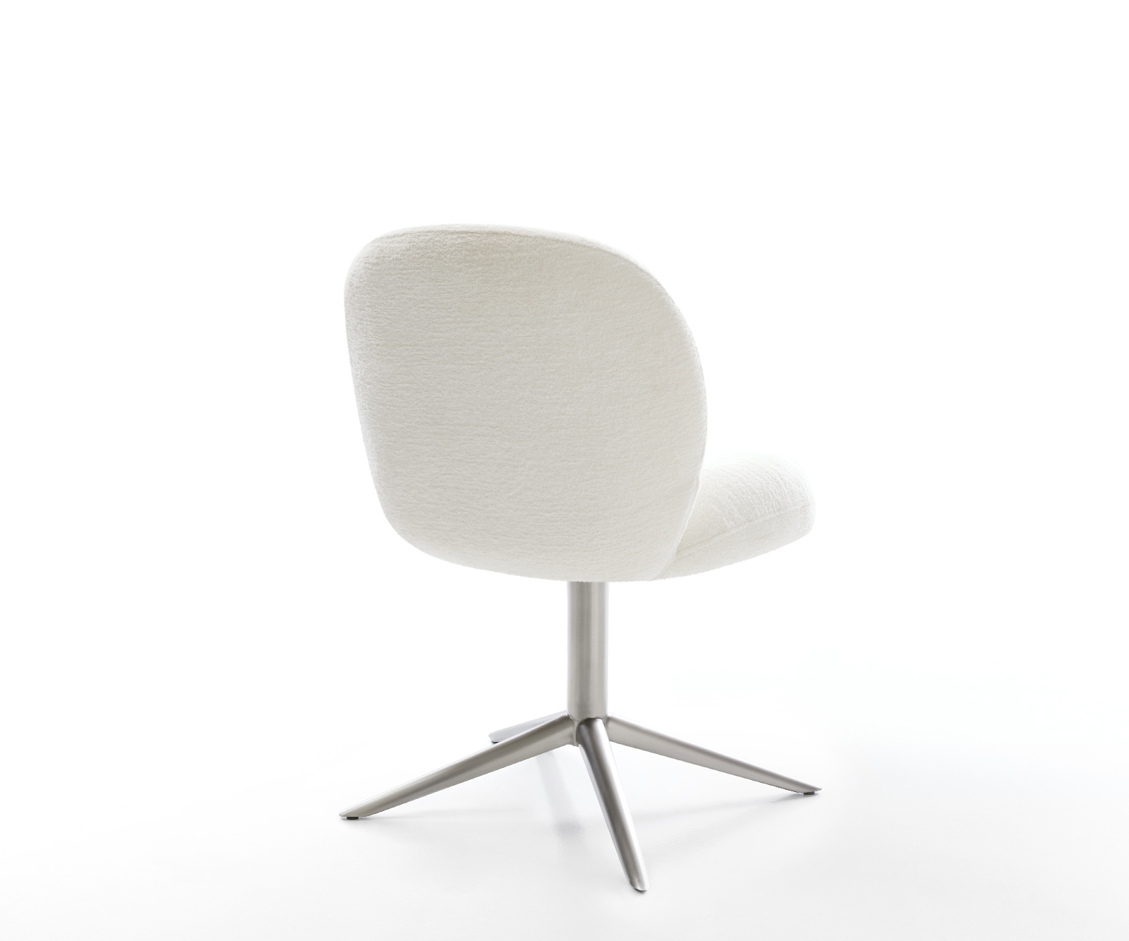 Jedálenská stolička Nube-Flex bouclé mäkký béžová krížová podstava nerezová oceľ 360° otočný hojdacia funkcia vrecková pružina - Image 5