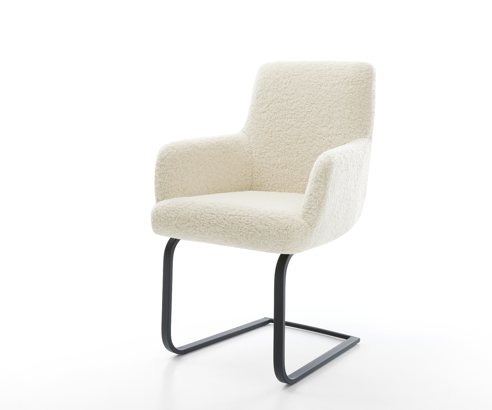 Konzolová jedálenská stolička Heira-Flex s opierkami teddy látka béžová konzolová jedálenská stolička plochá čierna vrecková pružina