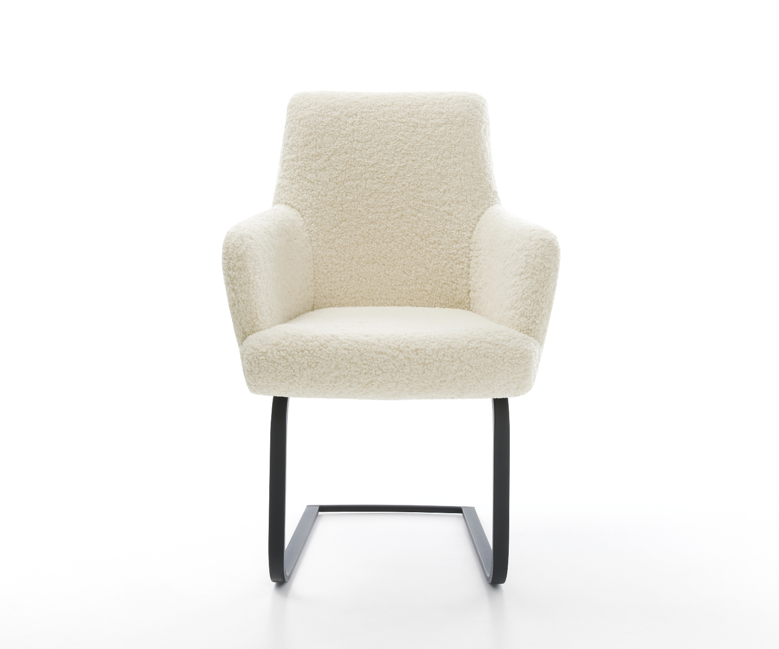 Konzolová jedálenská stolička Heira-Flex s opierkami teddy látka béžová konzolová jedálenská stolička plochá čierna vrecková pružina - Image 2