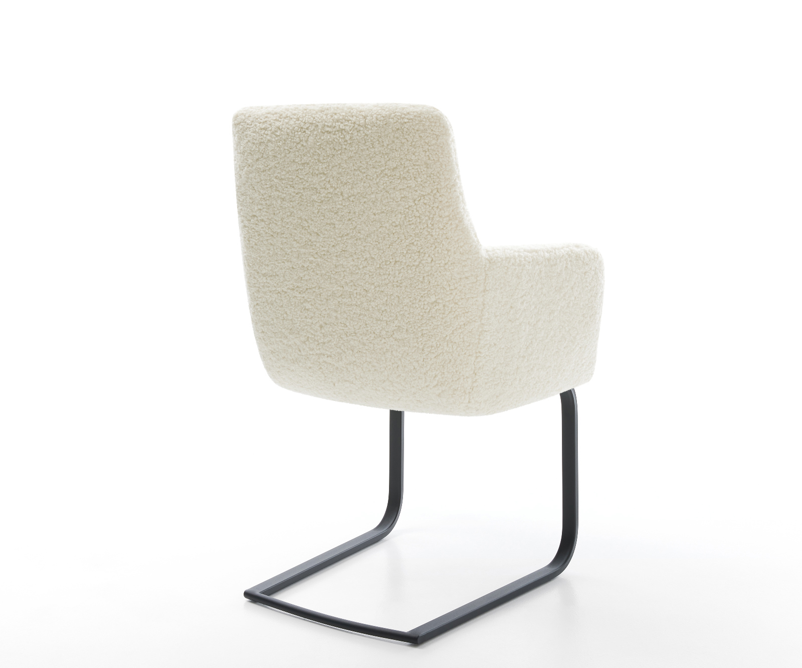 Konzolová jedálenská stolička Heira-Flex s opierkami teddy látka béžová konzolová jedálenská stolička plochá čierna vrecková pružina - Image 5