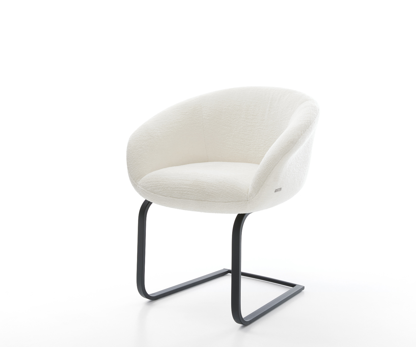 Konzolová jedálenská stolička Vinka-Flex s opierkami bouclé mäkký béžová konzolová jedálenská stolička plochá čierna vrecková pružina