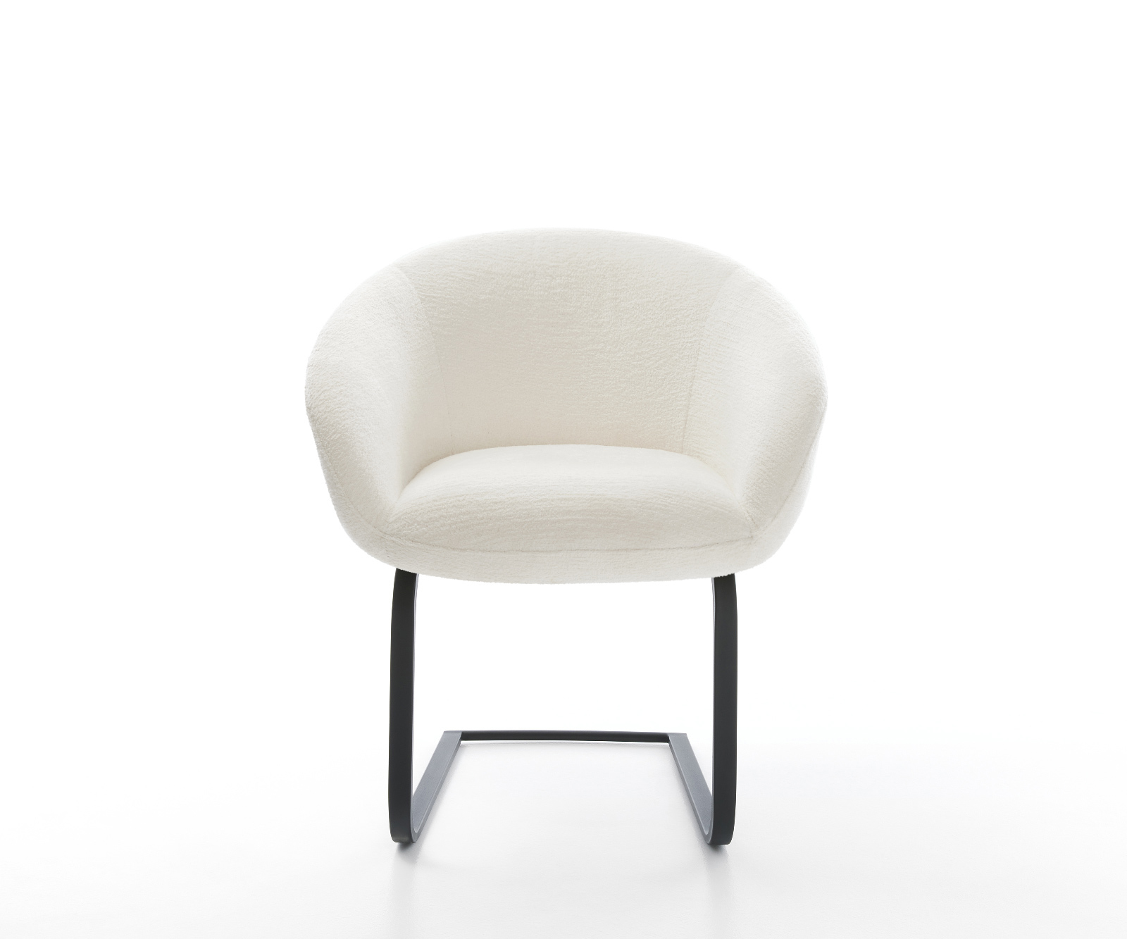 Konzolová jedálenská stolička Vinka-Flex s opierkami bouclé mäkký béžová konzolová jedálenská stolička plochá čierna vrecková pružina - Image 2