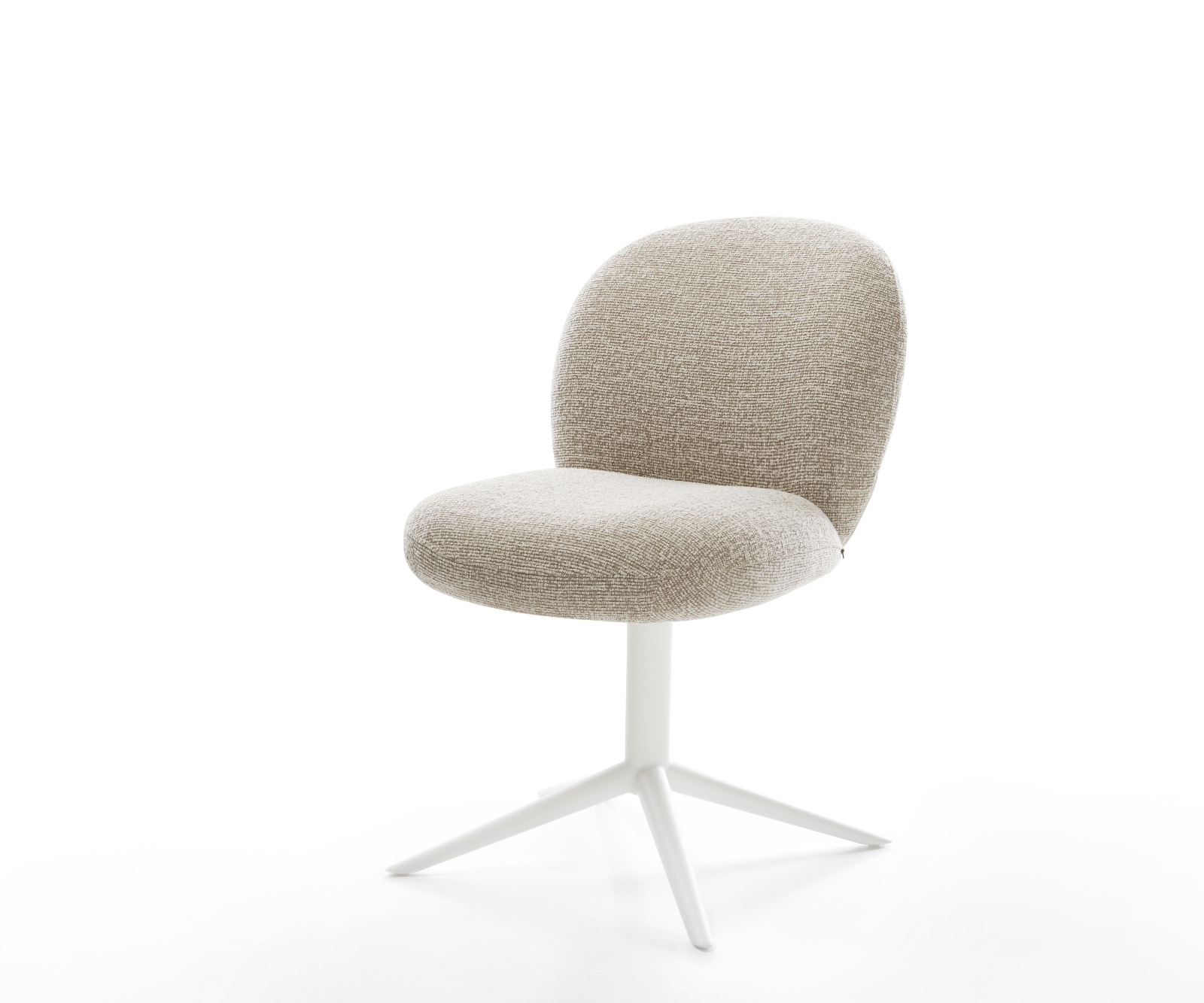 Jedálenská stolička Nube-Flex tkanina mäkký béžová podstava biela otočný 360° hojdacia funkcia vrecková pružina