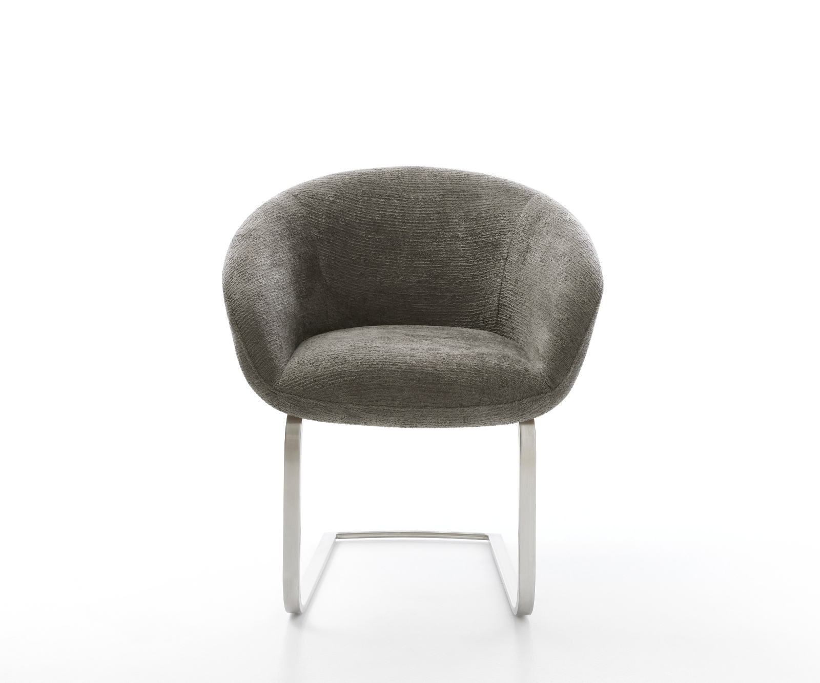 Jedálenská stolička Vinka-Flex s opierkami bouclé mäkký tmavobéžová konzolová podstava plochý nerezová oceľ vrecková pružina - Image 2