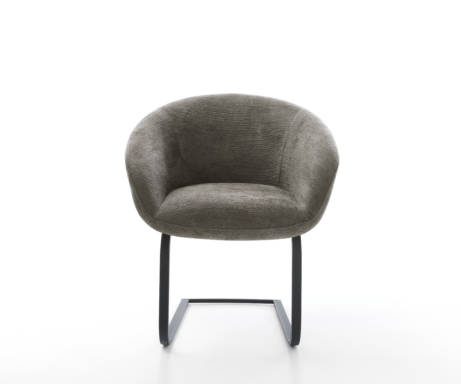 Jedálenská stolička Vinka-Flex s opierkami bouclé mäkký tmavobéžová konzolová podstava plochá čierna vrecková pružina - Image 2