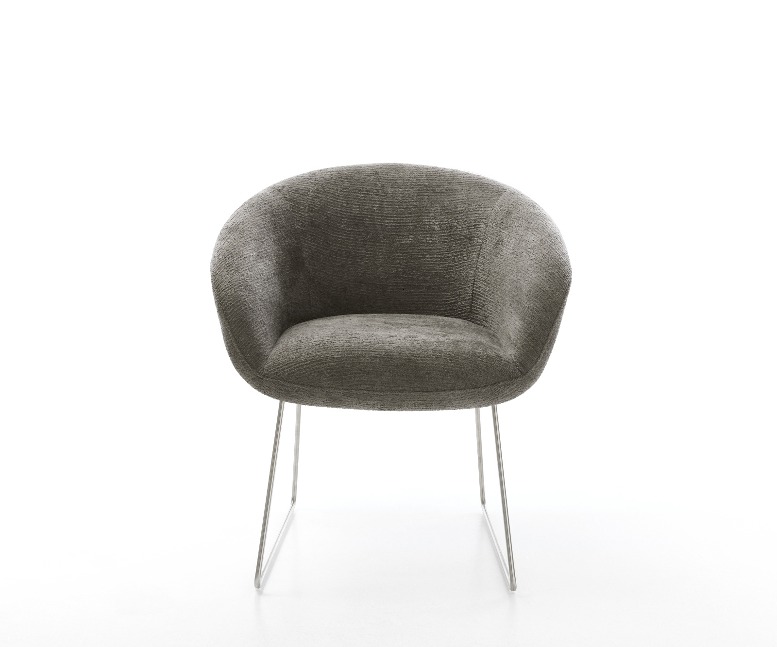 Jedálenská stolička Vinka-Flex s opierkami bouclé mäkký tmavobéžová tenká podstava nerezová oceľ vrecková pružina - Image 2