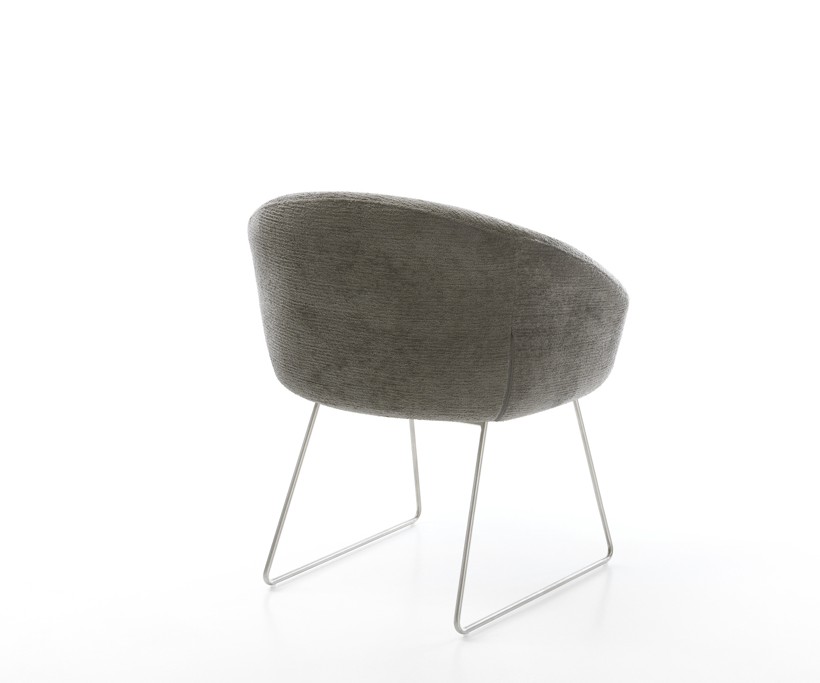 Jedálenská stolička Vinka-Flex s opierkami bouclé mäkký tmavobéžová tenká podstava nerezová oceľ vrecková pružina - Image 5