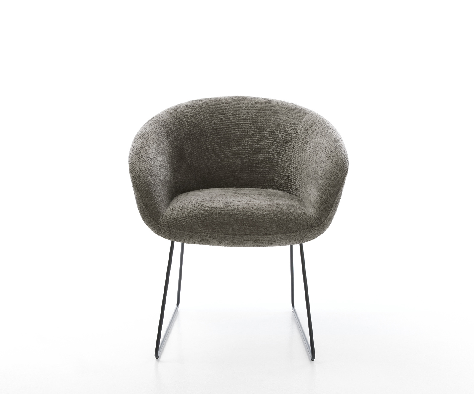 Jedálenská stolička Vinka-Flex s opierkami bouclé mäkký tmavobéžová tenká podstava čierna vrecková pružina - Image 2